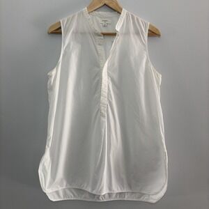 Billy Reid White Short Sleeveless Button Front Tunic Shirt Women's Small Cotton